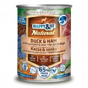 Happy&Fit Natural Dog Konzerv Kacsa & Sonka Sütőtökkel & Aloe Verával 400g