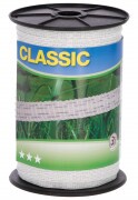 KERBL Classic Corral szalag, 200 m, 10 mm, 2x0,2+2x0,3ssw, fehér