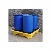 Jonesco műanyag kármentő 4 hordó részére alacsony fekete, rakásolható, 249L (146 x 146 x 30,5 cm)