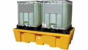 Jonesco műanyag kármentő két IBC konténerhez, ráccsal, sárga (245 x 145 x 57,5cm)