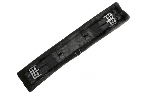 USG Műszőrmés díjlovas heveder, fekete szőrmével, 40 cm