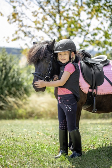 USG Little Star gyermek térdszilikonos lovaglónadrág, sötétkék/pink, 98/104