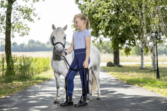 USG Tina gyermek teliszilikonos lovaglóleggings, sötétkék/világoskék, 146