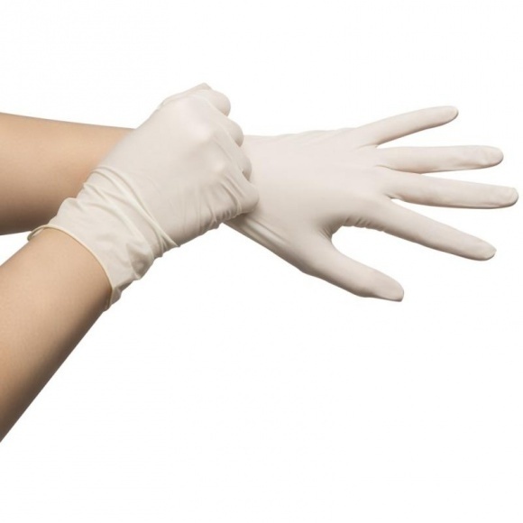 Kesztyű Eh Latex 5 g, 240 mm,fehér, púdermentes ATRAMAT- M 100x