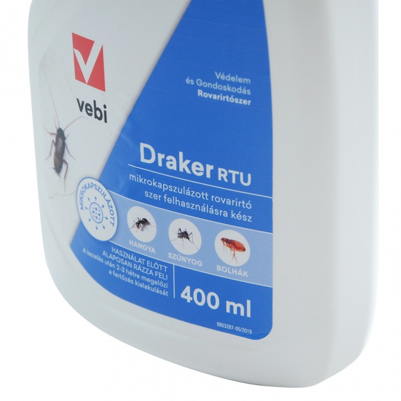 DRAKER RTU rovarirtó koncentrátum 0,3% Cipermetrin 0,06% Tetrametrin 0,3% PBO 400ml