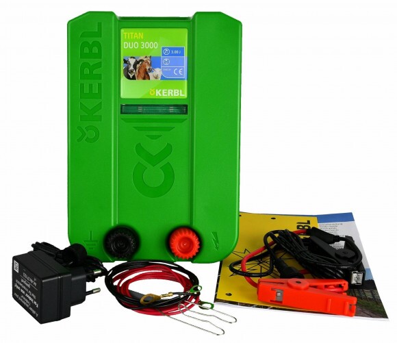 KERBL TITAN DUO 3000 villanypásztor készülék, 12V/230V, 2J