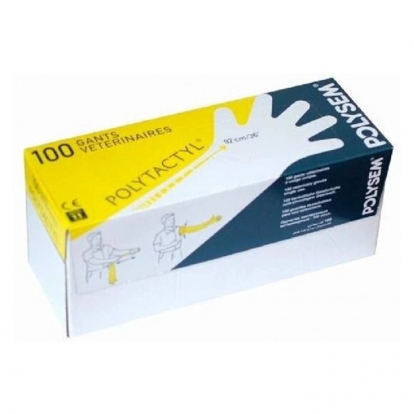 Polysem hosszú PE Kesztyű 33 mikron 100db S-méret, 920 mm