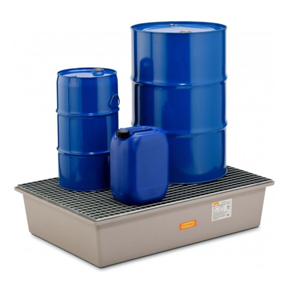 GFK raklapra helyezhető felfogótálca 220/2, horganyzott acélráccsal, engedéllyel