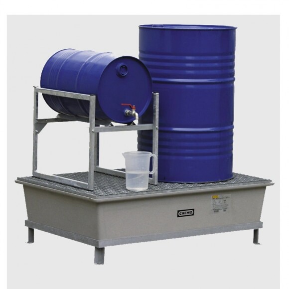 GFK raklapra helyezhető felfogótálca 220/2, horganyzott acélráccsal, engedéllyel