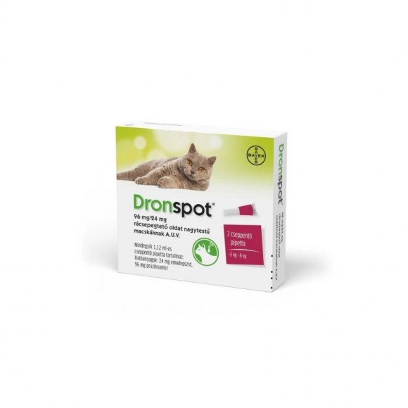 Dronspot 96 mg/24 mg féreghajtó rácsepegtető oldat nagytestű macskáknak 2x