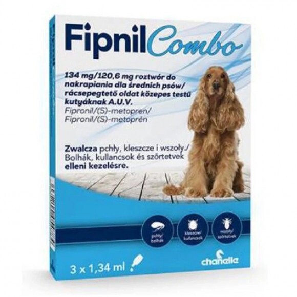 Fipnil combo 134 mg /120,60 mg rácsepegtető oldat közepes testű kutyáknak 3x