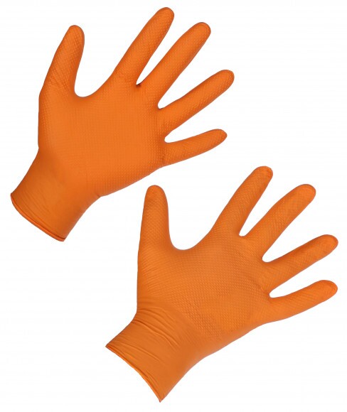 KERBL X-Grip nitrile egyszer használatos kesztyű, narancs, 0,13 mm, 50 db/cs 8,5-9