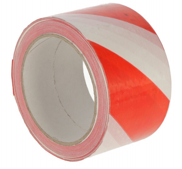 KERBL Figyelmeztető ragasztószalag, piros-fehér, 66m x 60 mm
