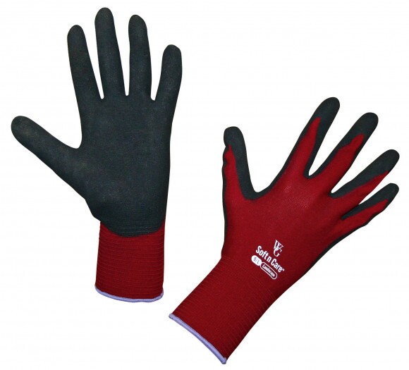 KERBL Soft N Care Landscape kerti kesztyű méret 9 piros, nitrile borítás