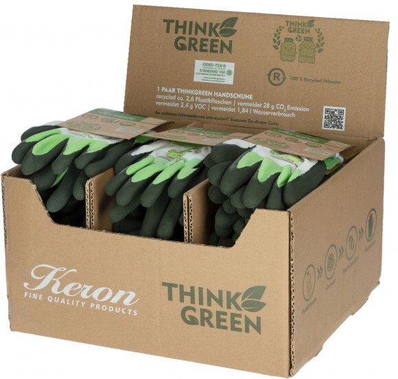 KERBL THINKGREEN gyermekkesztyű karton kínálú, 3x6 pár kesztyűvel
