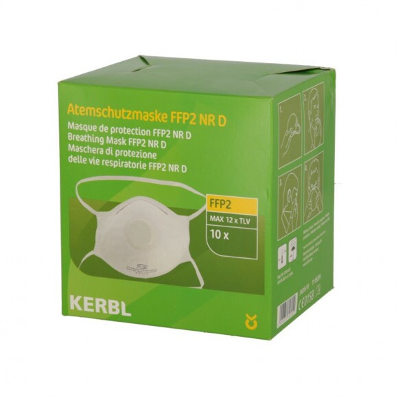 KERBL Finompor maszk, FFP2 NR D, szeleppel, 10 db/cs, display