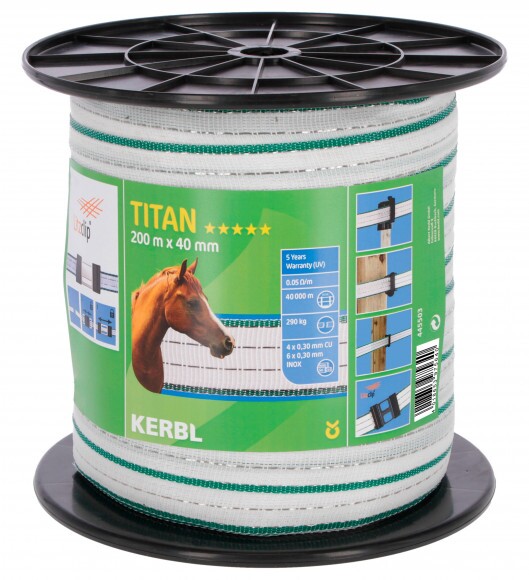 KERBL TITAN vp szalag, 200 m, 40mm, fehér/zöld