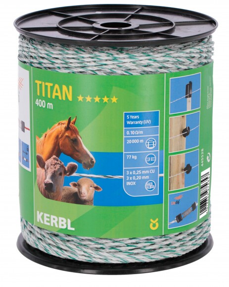 KERBL TITAN vp vezeték, 400 m, fehér/zöld