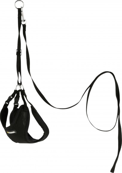 KERBL kölyökhám pórázzal, fekete, 24-44 cm, 10 mm