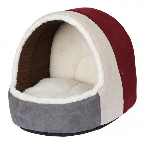 KERBL Snugly Amelie cica búvóhely és ágy, 35x33x32 bordó/szürke (altern. 84977)