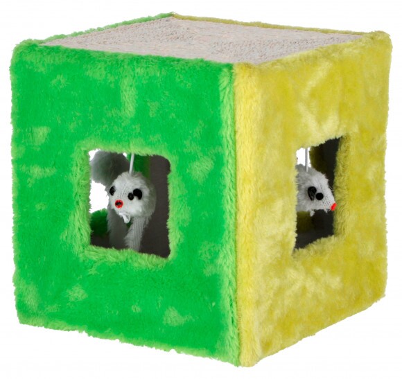 KERBL Cube szizálkender játék, 20x20x20 cm, zöld/sárga