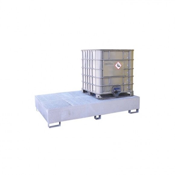 Fém kármentő két IBC konténerhez, horganyzott acél (230 x 150 x 40cm)