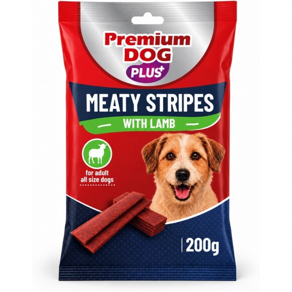 Premium Dog Plus Jutalomfalat Meaty Stripe Lamb 200g