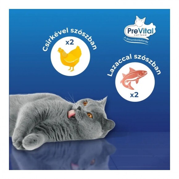 Prevital Alutasakos Macskaeledel Csirke-Lazac 4x100g Multipack