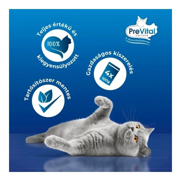 Prevital Alutasakos Macskaeledel 4x 100g ( 2db Csirke, 2db Borjú) Multipack