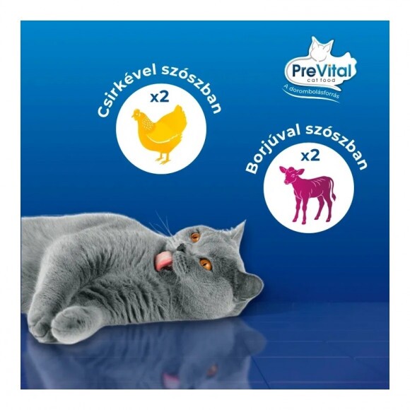 Prevital Alutasakos Macskaeledel 4x 100g ( 2db Csirke, 2db Borjú) Multipack