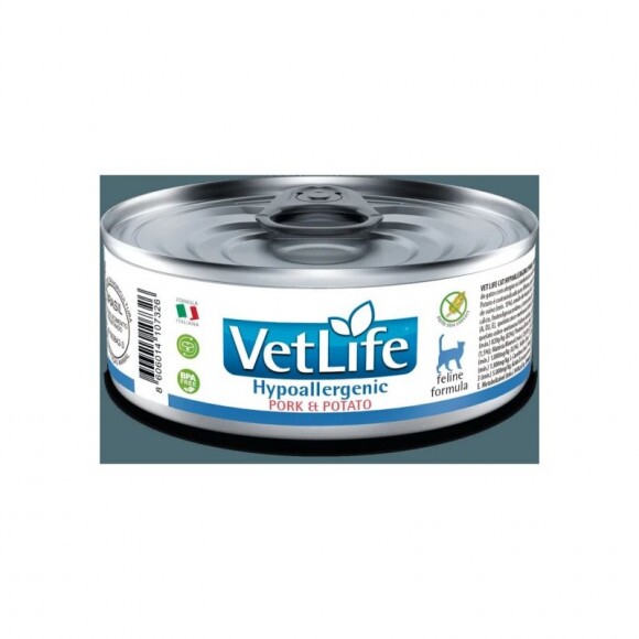 Vet Life Natural Diet Cat konzerv Hypollergenic Pork&potato 85g