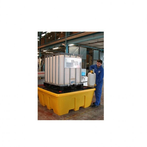 Jonesco műanyag kármentő IBC konténerhez, sárga, rakásolható (168 x 168 x 70 cm)