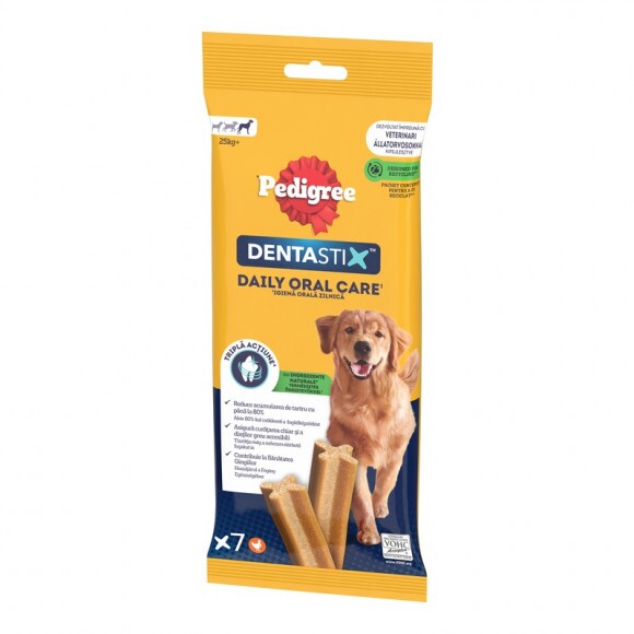 Pedigree DentaStix Daily Oral Care kiegészítő eledel 4 hónapnál idősebb kutyák számára 25 kg+ 270 g